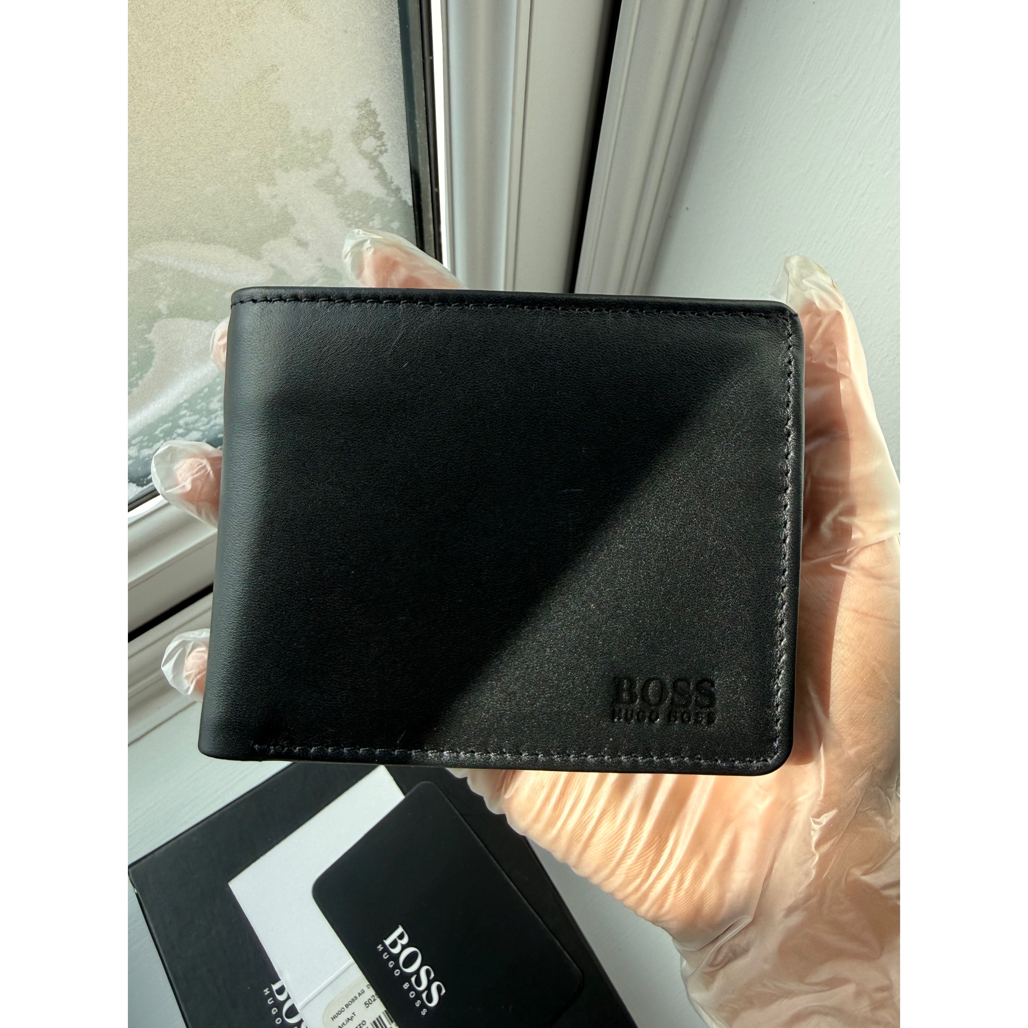 Boss Brand New 100% Pure Leather Black Wallet For Coins, Notes And Cards