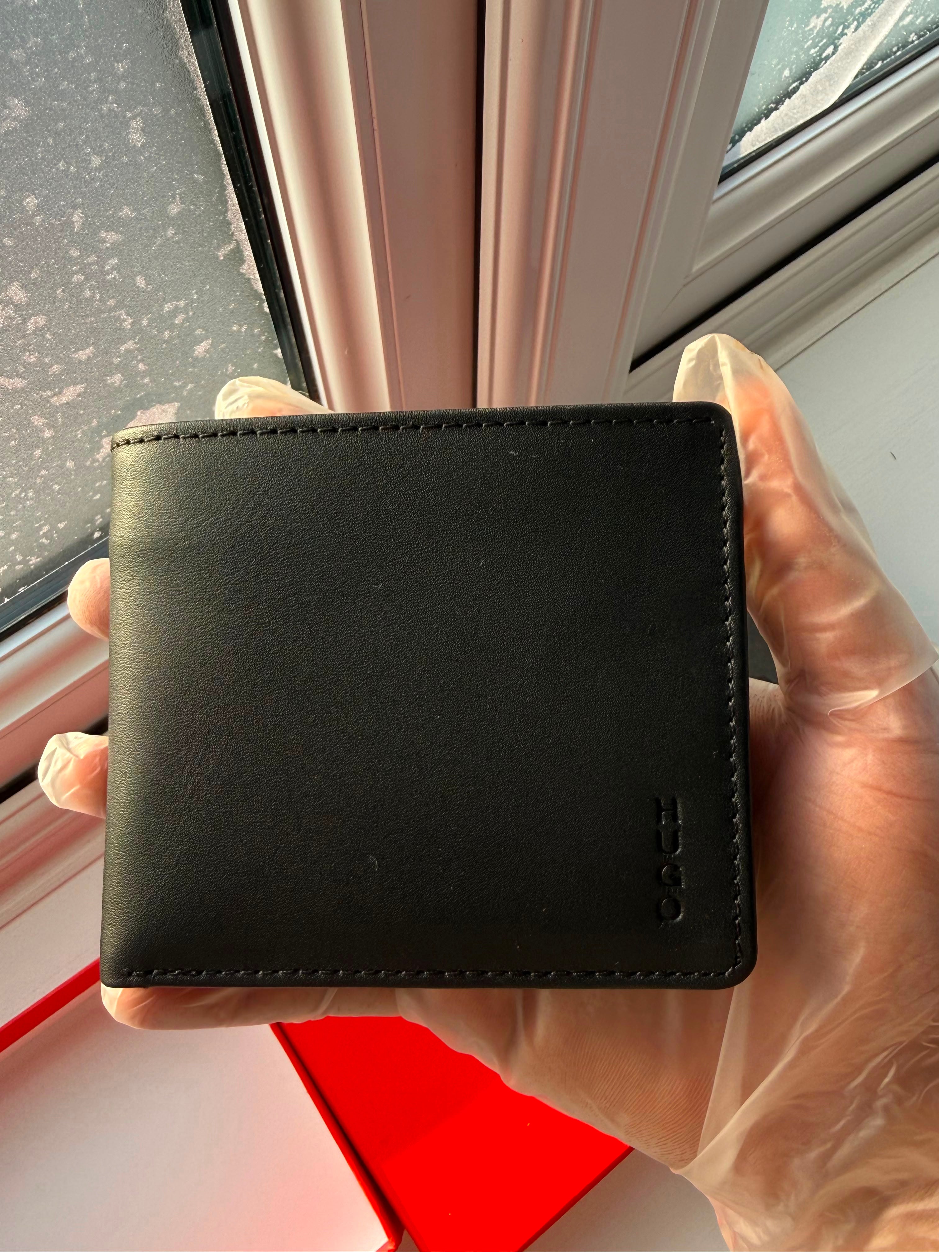 HUGO Subway_4 CC COIN Wallet – Black Cowhide Leather